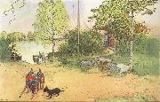 Carl Larsson Our Coourt-Yard oil painting reproduction